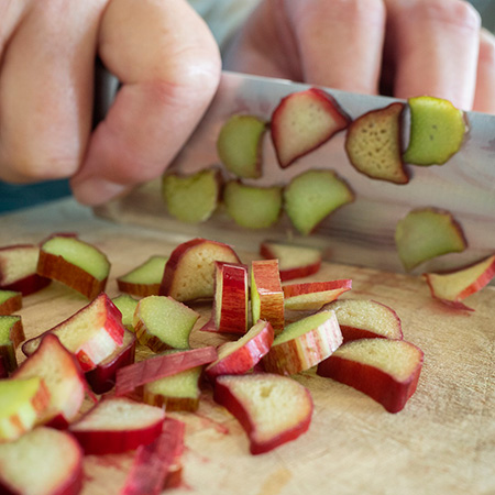 Chopping rhubarb