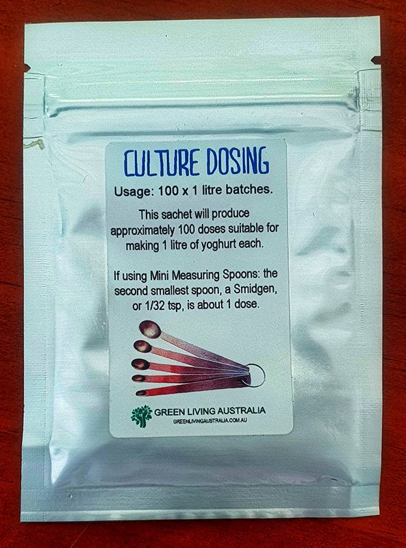 Dosing guidence on sachet.