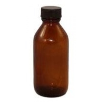 Amber Round Glass Bottle with Lid - 100 ml