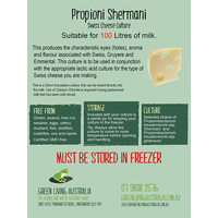 Propioni Shermanii Swiss Cheese Culture with Sterile Jar - 100 litres 