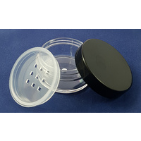 Powder Jar with Sifter and Black Lid for Cosmetics - 38 mm